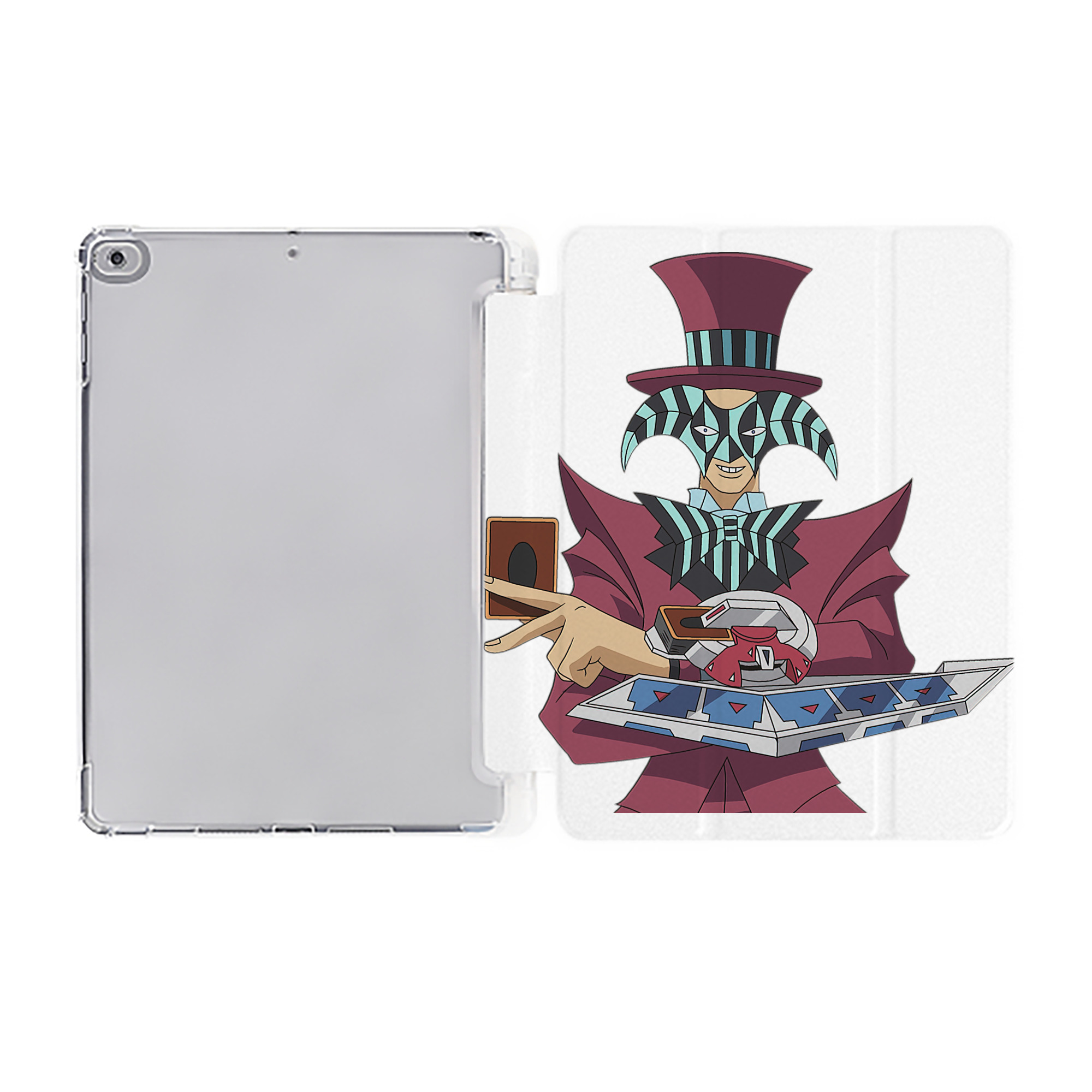 （画像用） 遊☆戯☆王 Yu-Gi-Oh! IPad ケース ペン収納付き 三つ折りスタンド PUレザー×シリコン 対応機種9.5/10.5/10.9インチ